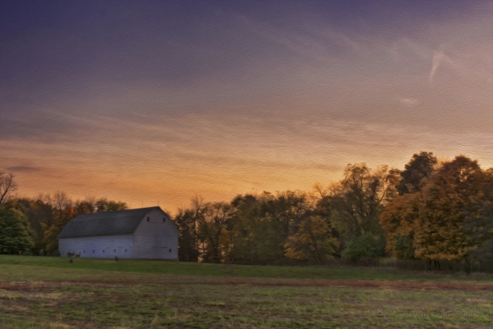 Barn before October Twilight