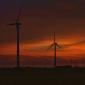Twilight at a Prairie Wind Farm
