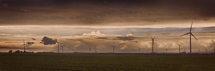Stormy Day at a Prairie Wind Farm