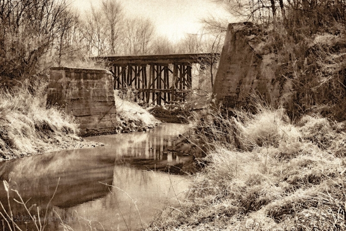 Burned and Abandoned Wooden Bridge