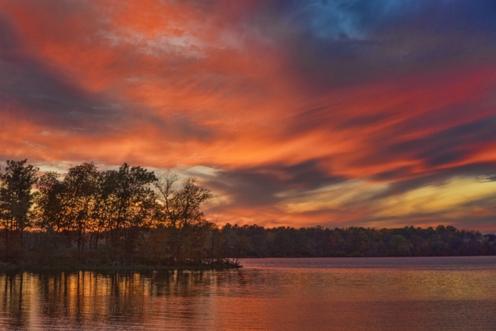 Autumn Sunset on a Prairie Lake