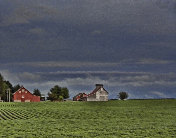Farm under a Stormy Sky