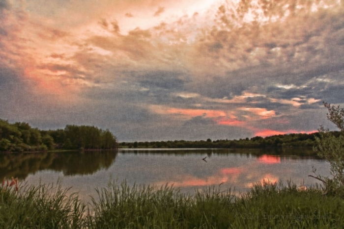 Near a Prairie Lake at Sunset