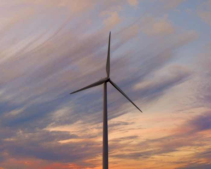 Prairie Wind Turbine under a Fall Afternoon Sky