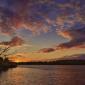 Riverbank in Autumn Sunset