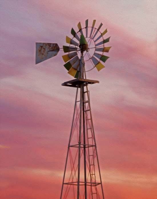 Windmill and a Country Sunset