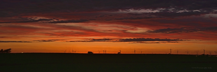 Twilight near a Rural American Windfarm