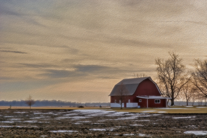 Prairie Barn on a Late Winter Afternoon